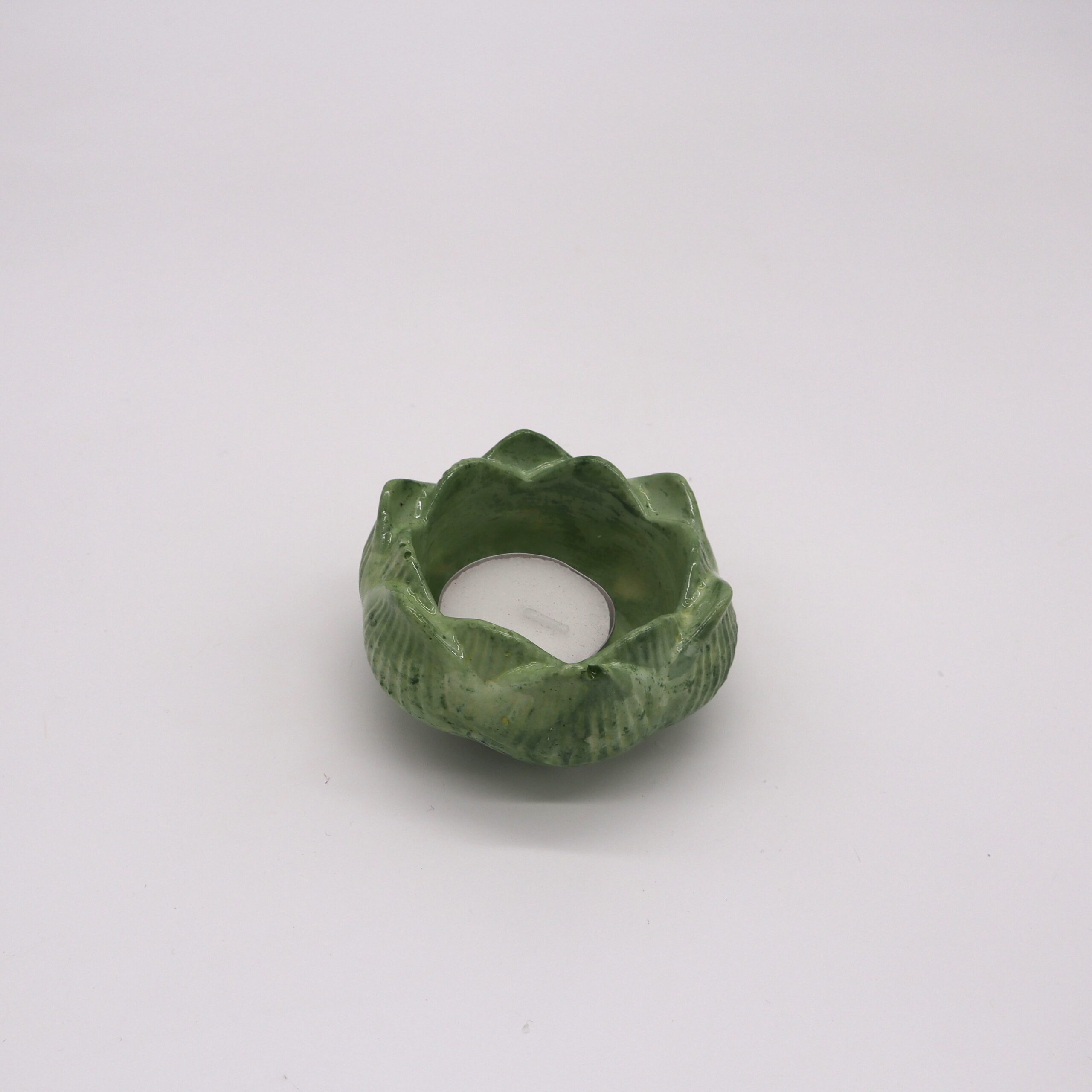 Green flower candle holder